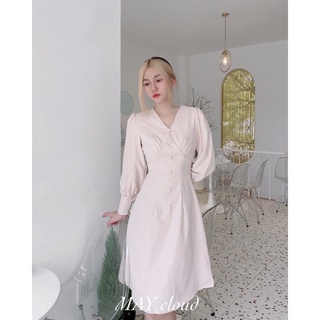 Đầm tay dài nút bọc