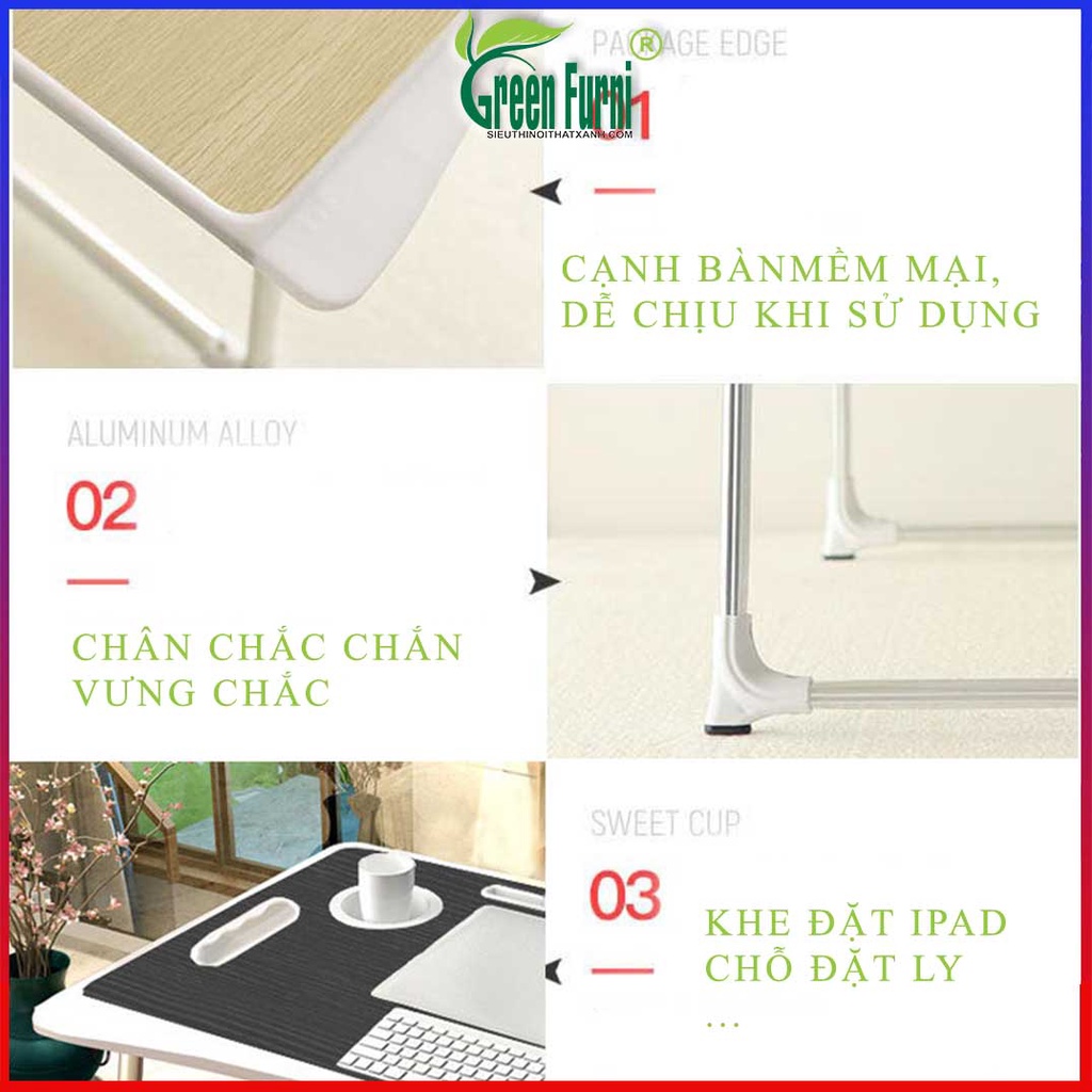 Bàn học gấp gọn thông minh Green Furni chân thép xếp gọn, bàn làm việc bàn học sinh chắc chắn hiện đại