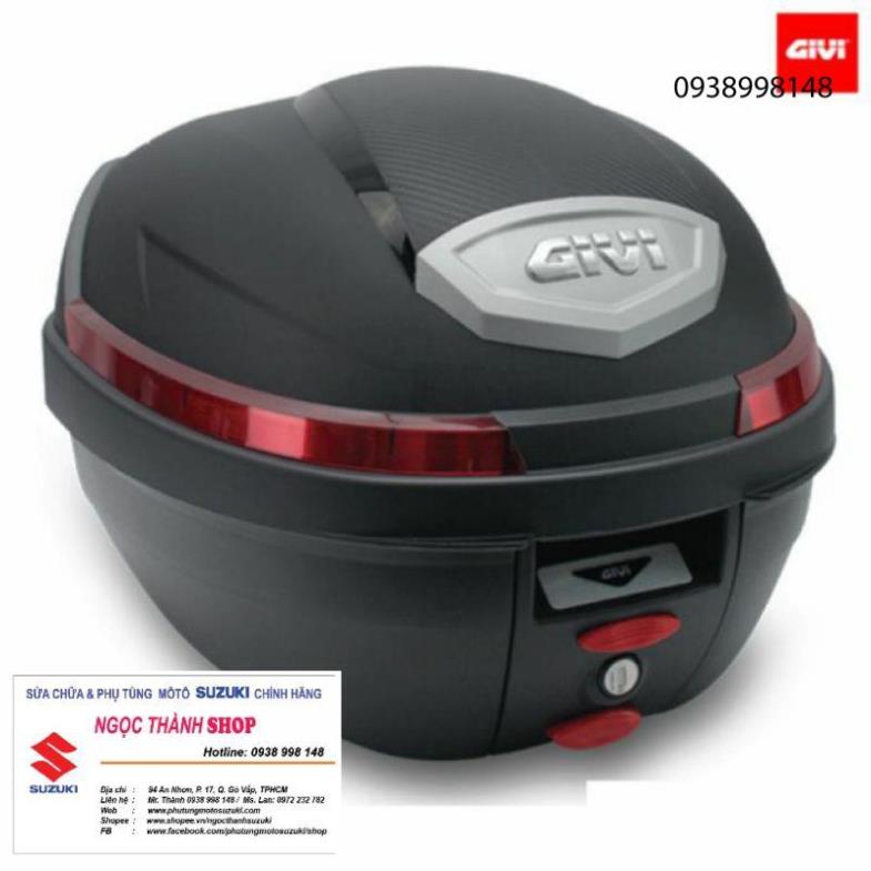 Thùng Givi sau 27 lít mẫu mới rất đẹp tem viền Đỏ Trắng NTS - ngocthanh_shop