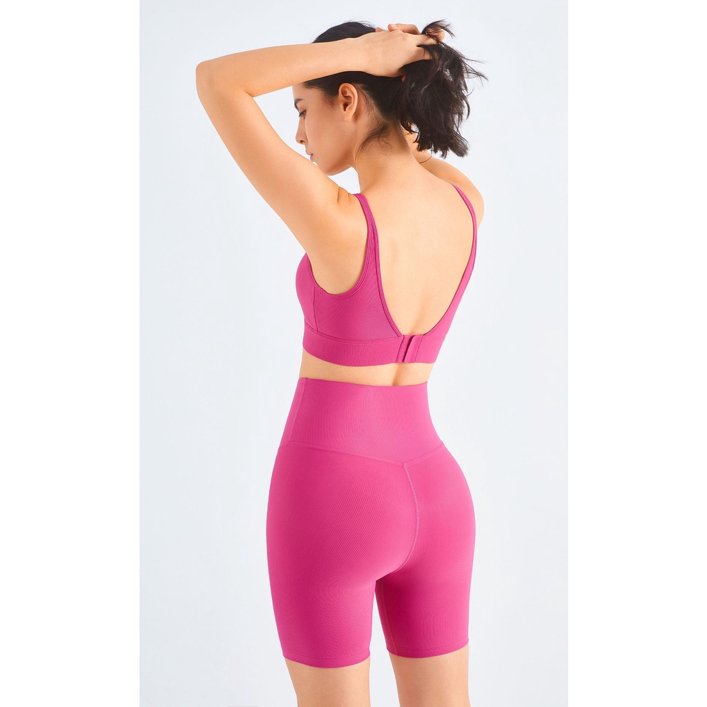 Set trang phục thể thao HOPPE FUMENG áo ngực và quần short lưng cao thời trang năng động thoải mái cho nữ