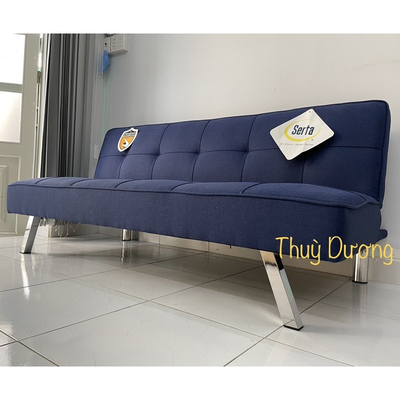 Sofa Bed - Sô pha Giường bọc vải bố màu xanh Navy dài 1m7