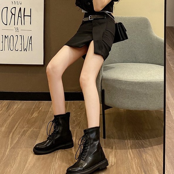 Boots da cao cổ đan dây đế 3cm ulzzang