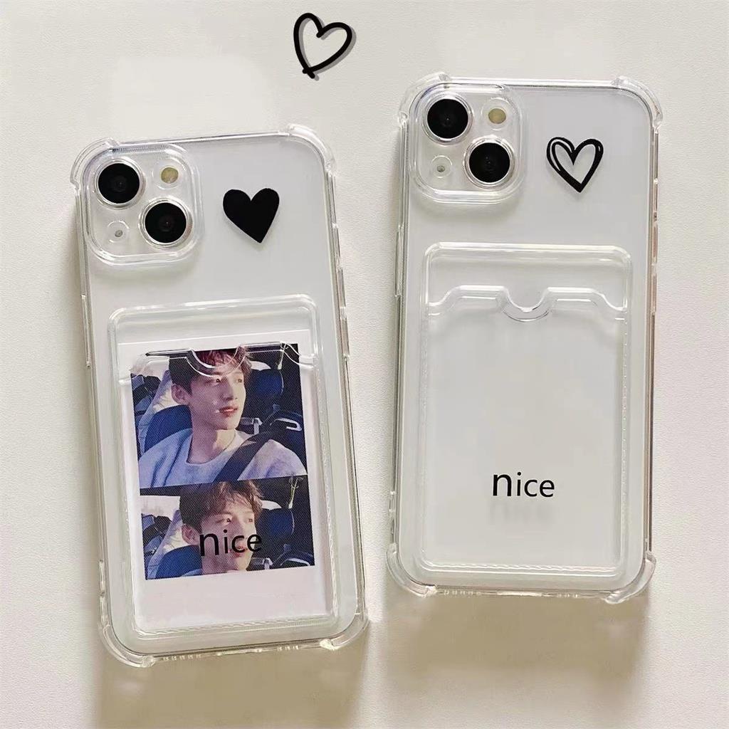 Ốp Điện Thoại Silicon Mềm Trong Suốt Chống Sốc Có Ngăn Đựng Thẻ Cho IPhone 13 12 11 Pro XS Max XR X