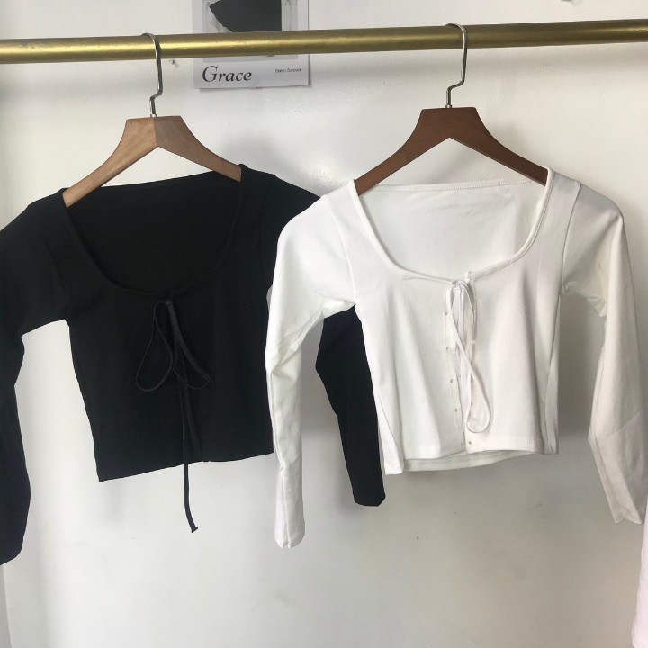 Áo kiểu croptop đan dây ngực