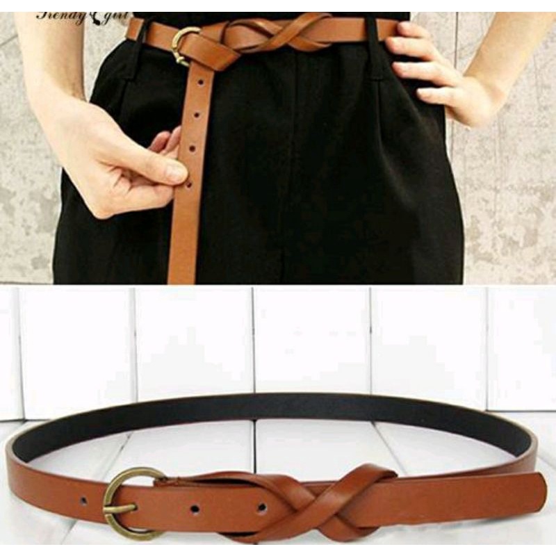 Thắt lưng dây nịt nữ bản mảnh có khóa kim loại