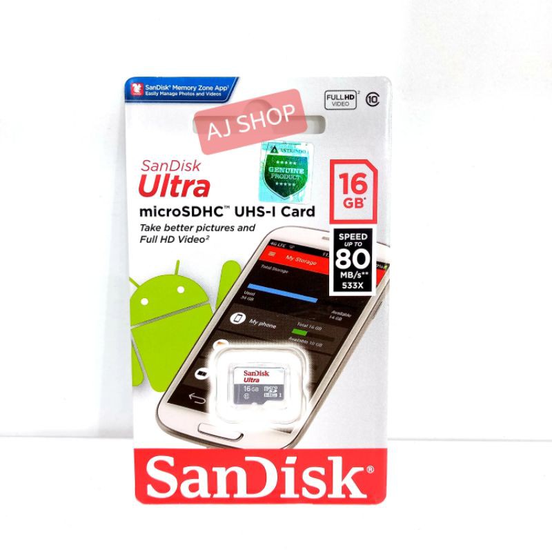 Bộ Chuyển Đổi Sandisk Ultra Class 10 16gb Microsd Sandisk Class10 Không Có Đầu Nối | BigBuy360 - bigbuy360.vn