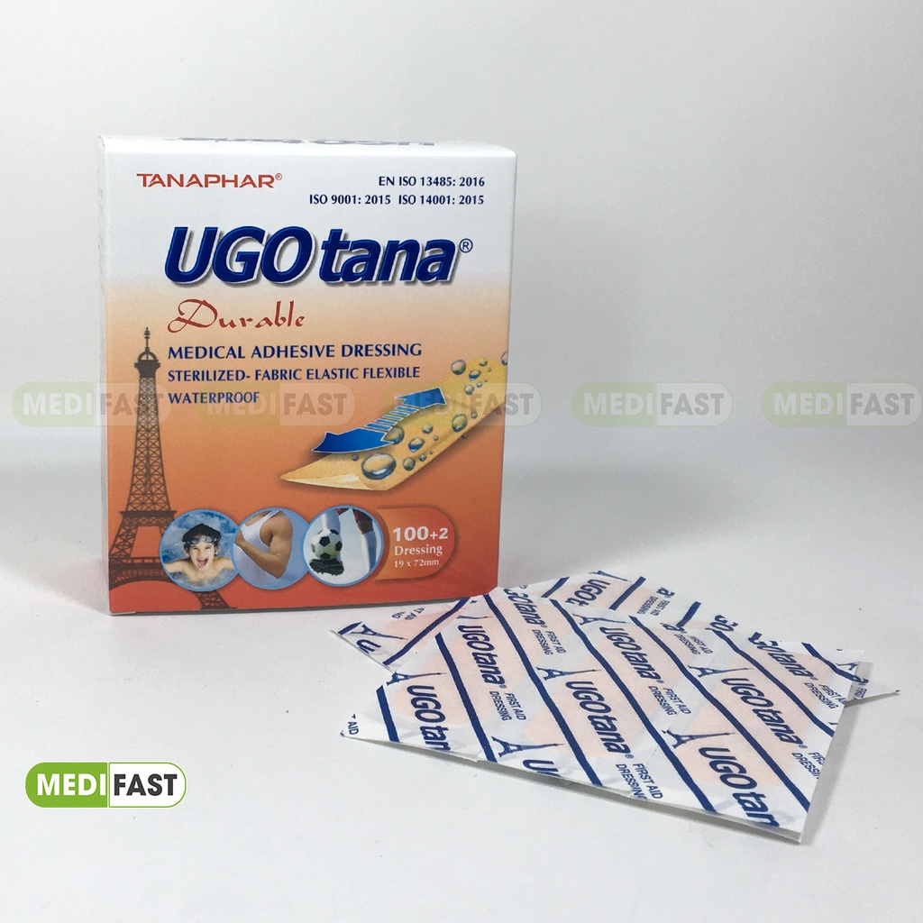 Băng dính cá nhân y tế UGOTANA – Hộp 102 miếng - Băng cá nhân số 1 tại Việt Nam băng vết thương nhỏ, đứt tay, xước chân