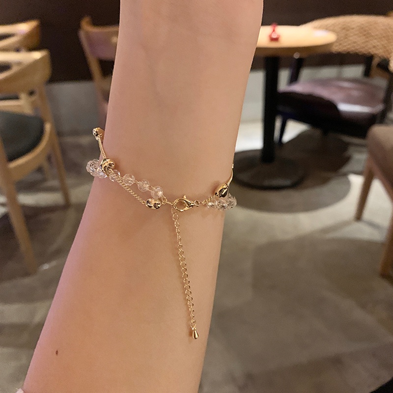 Vòng Tay Elegant Heart Bead Gold Chain Bracelet Korea Multilayer Transparent Ball Bracelets for Women Jewelry Gift | BigBuy360 - bigbuy360.vn