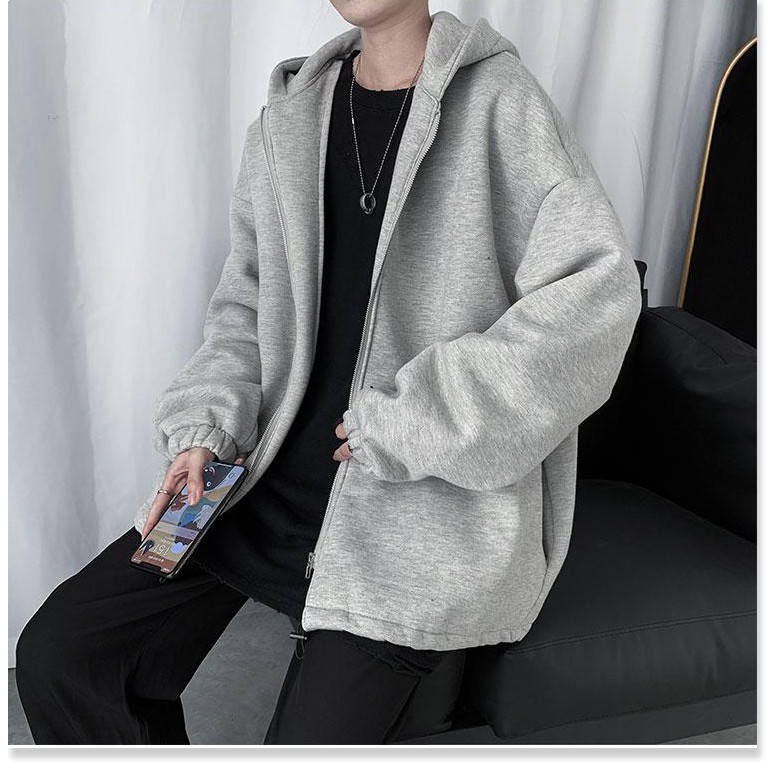 [FREESHIP TOÀN QUỐC] Áo Hoodie Form Rộng Dây Khóa Kéo Trơn Chất Liệu Nỉ | BigBuy360 - bigbuy360.vn