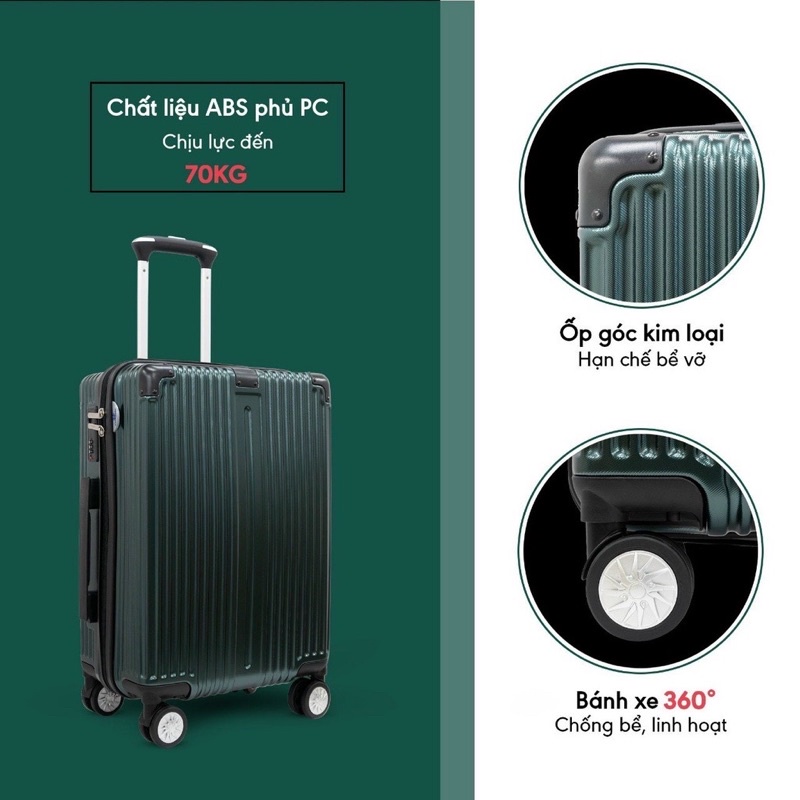 Vali kéo du lịch cao cấp HUNGPHAT-607 kích thước 20, 24 inch chính hãng Hùng Phát - Bảo hành 5 năm