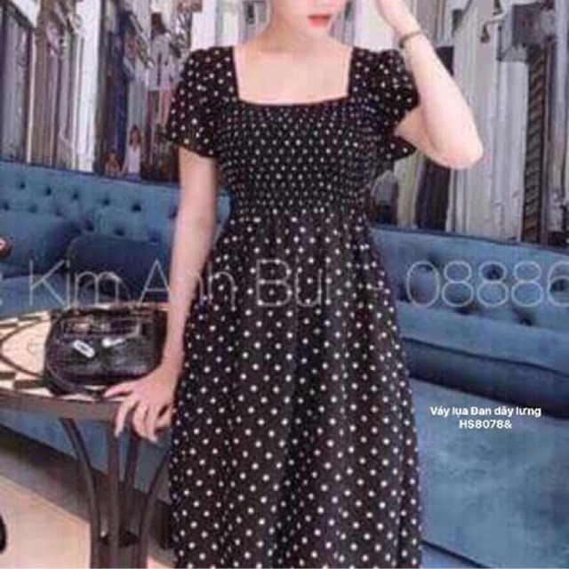 Váy chấm bi Đan dây lưng (HS)