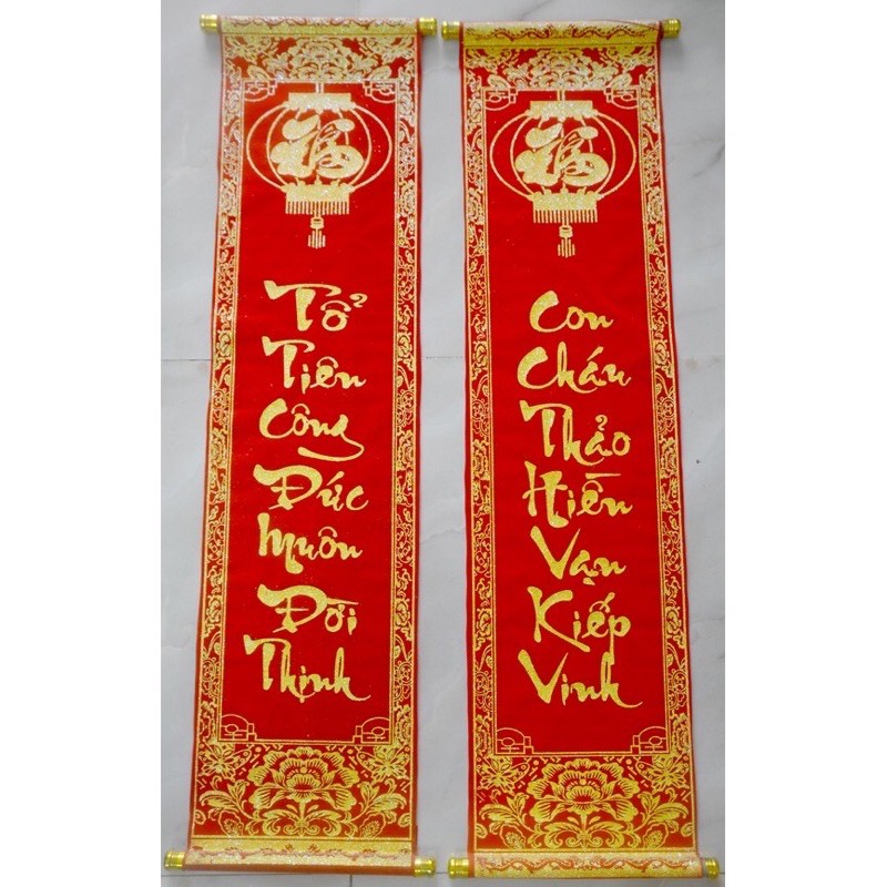 cặp liễng nhung câu đối đỏ trang trí