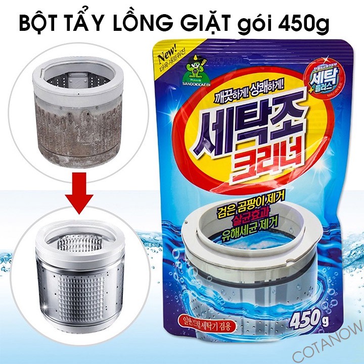 Tẩy Lồng Giặt Dạng Bột Gói 450g vệ sinh máy giặt tiện lợi COTANOW