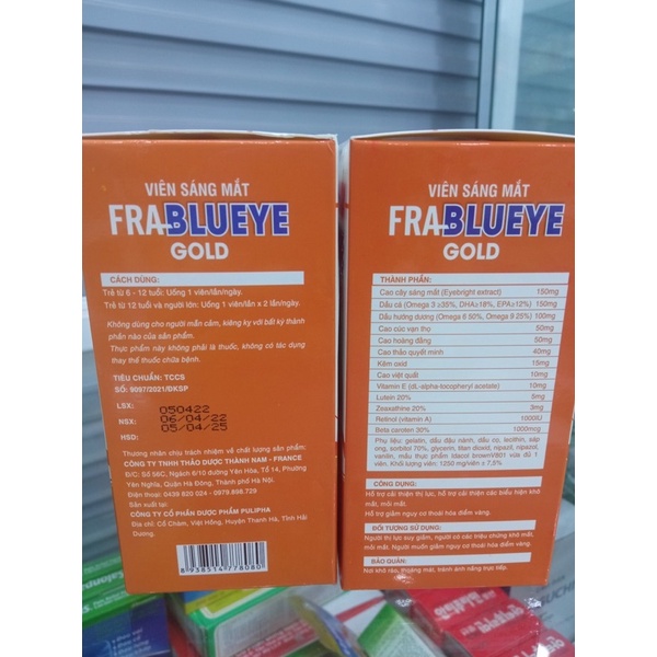 Viên uống sáng mắt Fra blueye France omega369, Lutein, zeaxathine