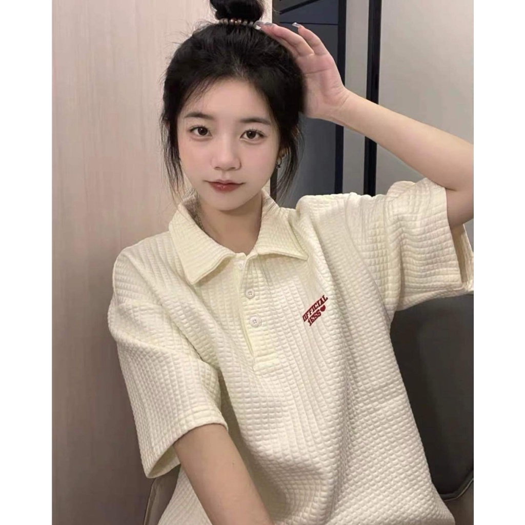 Áo Len Xốp Nữ Màu Trắng Thêu Chữ DFFTCIAL