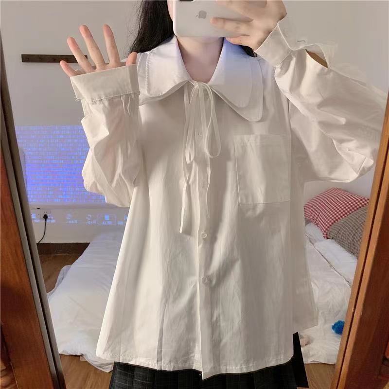 Áo sơ mi dáng rộng theo phong cách Nhật Bản dễ thương