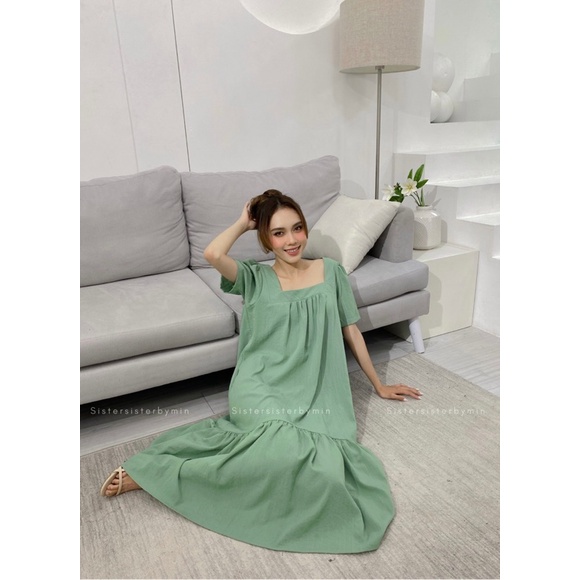 SISTERSISTER - Đầm suông Sisdress oversize xếp nhún