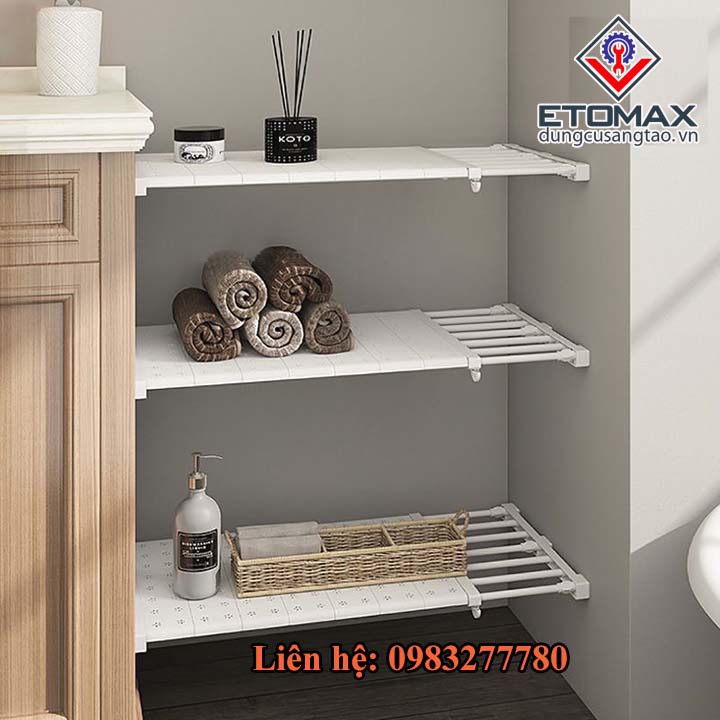 Kệ chia ngăn đa năng, không cần khoan và bắt vít chiều dài 74-135cm, Lắp cho mọi loại vách ngăn