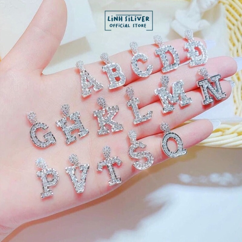 DÂY CHUYỀN MẶT CHỮ CÁI PHAY ĐÁ BẠC TA - DÂY BẠC NỮ