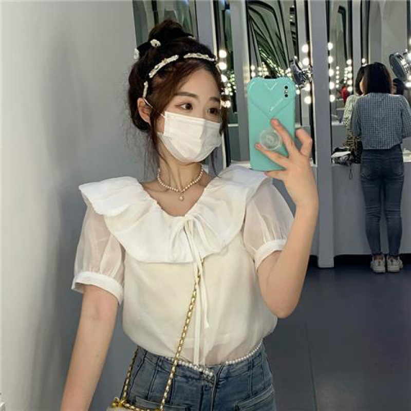 Đầm babydoll set váy Set Áo Sơ Mi Cổ Búp Bê Và Đầm Yếm Denim Xinh Xắn Cho Nữ