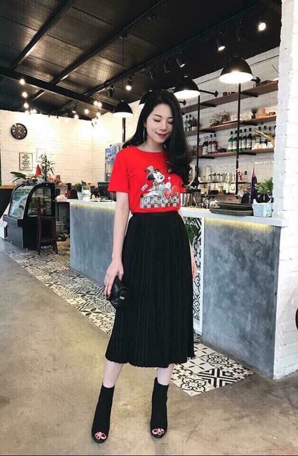 Chân váy dài xếp ly ( màu đen, xanh, hồng , da) | BigBuy360 - bigbuy360.vn