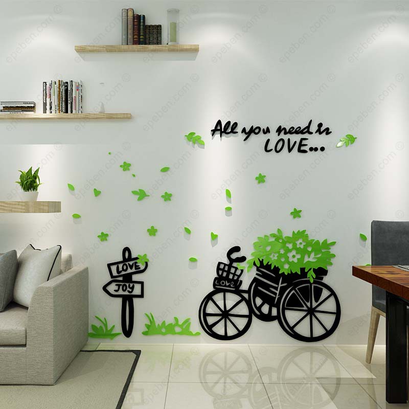 Tranh dán tường mica 3d decor khổ lớn yêu là cho đi trang trí quán ăn, nhà hàng, phòng ngủ, nail Nhiều Size - EPeBen