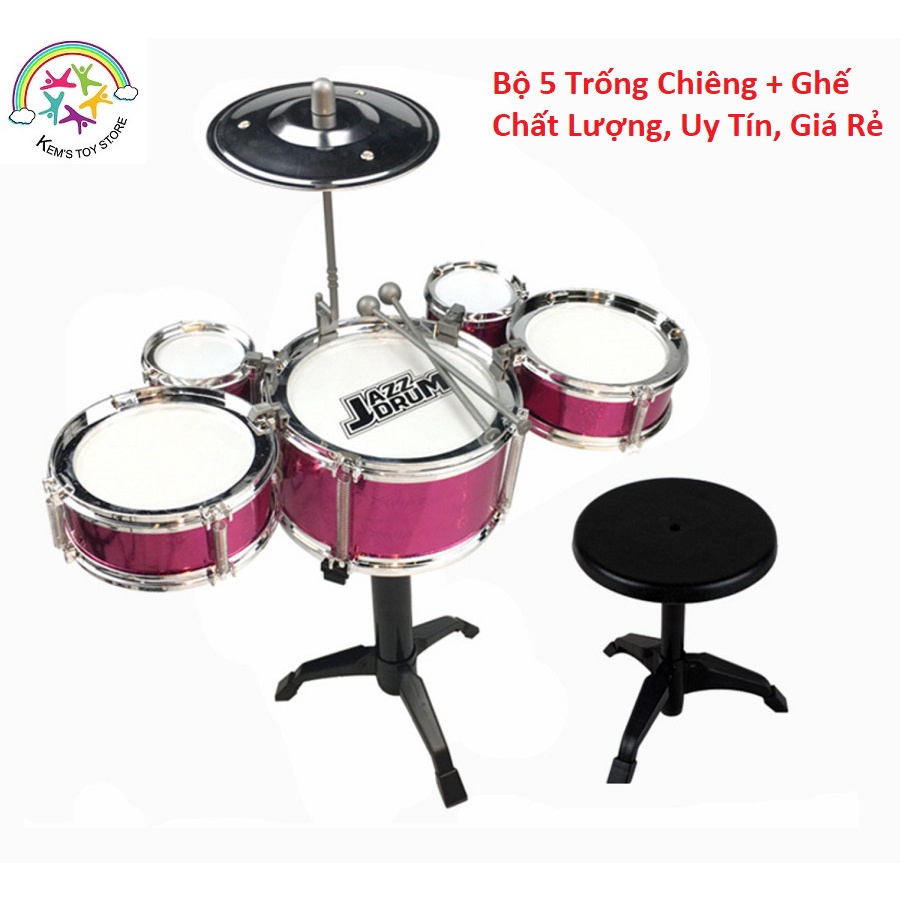 Bộ Trống Jazz Drum 5 Trống Có Ghế Cho Bé Yêu