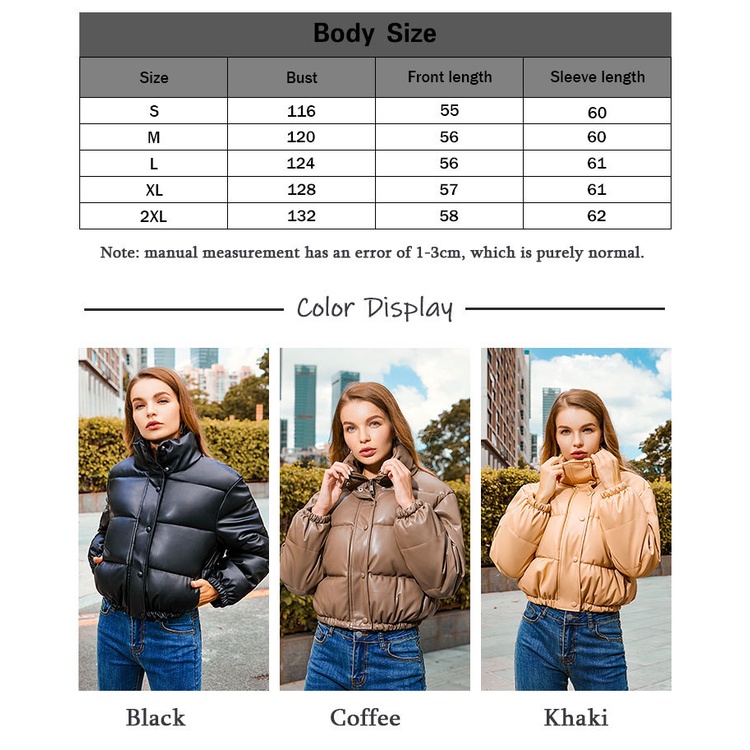 DUNEA Áo Khoác Da PU Cổ Đứng Giữ Ấm Thời Trang Cho Nữ