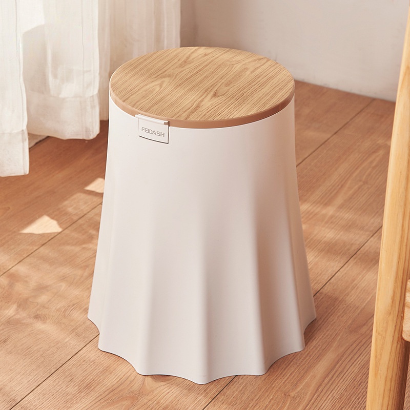 Thùng Đựng Rác 12L Bằng Nhựa PP Họa Tiết Vân Gỗ Độc Đáo Trang Trí Nhà Cửa