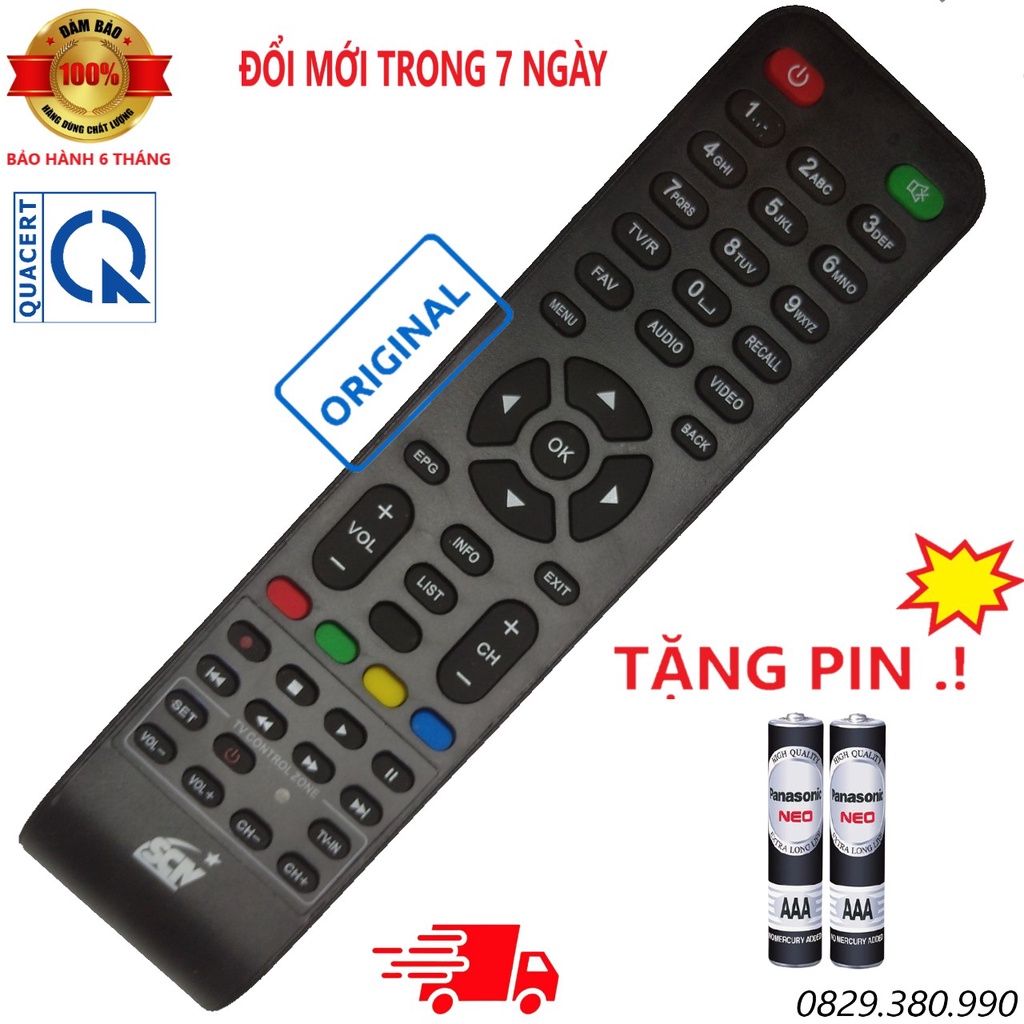 Điều khiển đầu thu truyền hình cáp SCTV- Hàng tốt 100% Tặng kèm Pin!!!