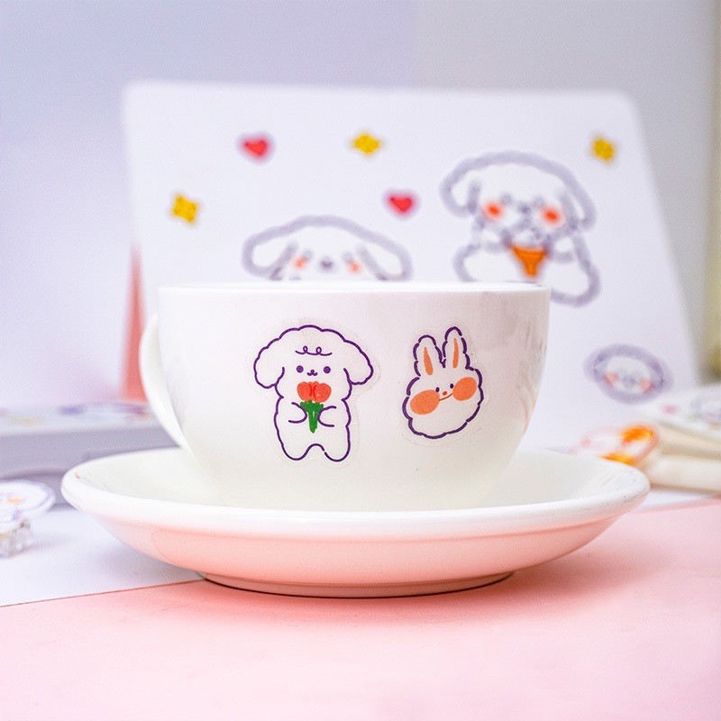 Set 4 tấm sticker hình dán trang trí cute