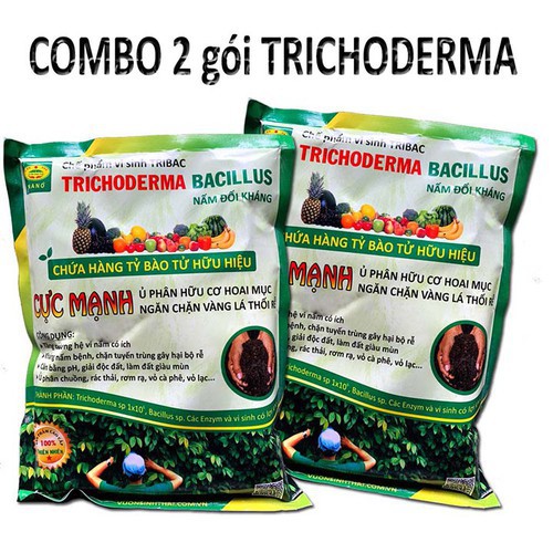 Nấm đối kháng Trichoderma TRIBAC - Ủ phân rác bã hữu cơ hoai mục - Ngăn chặn nấm bệnh vàng lá thối rễ