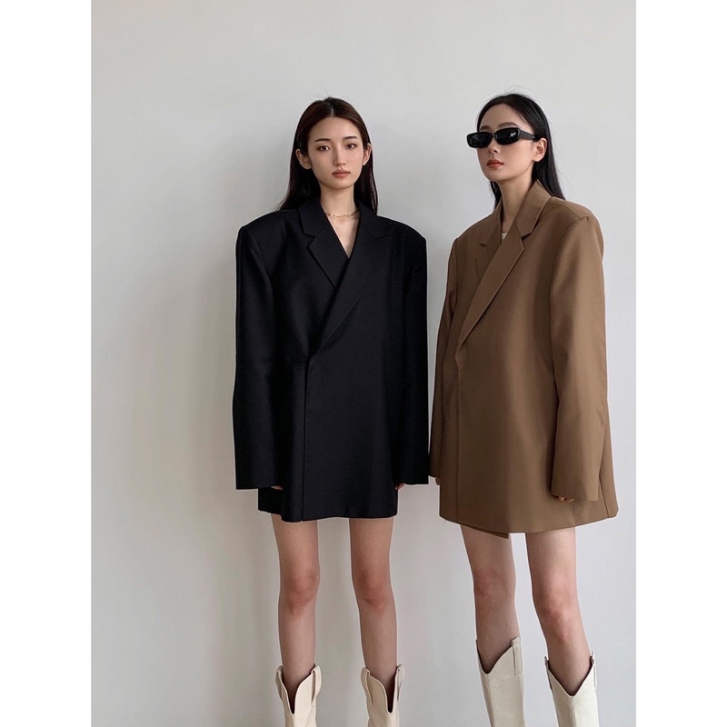 Áo vest oversize dáng rộng vạt chéo hàng taobao đẹp