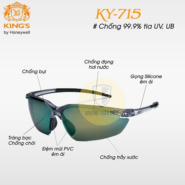 (CHÍNH HÃNG) Kính bảo hộ Kings KY 715 [TẶNG KHĂN LAU KÍNH] Kính chống bụi, chống gió, kính chống tia UV dùng chạy xe