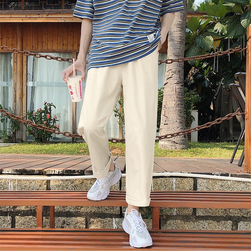 Quần kaki dài dáng rộng phong cách thời trang Hàn Quốc cho nam giới