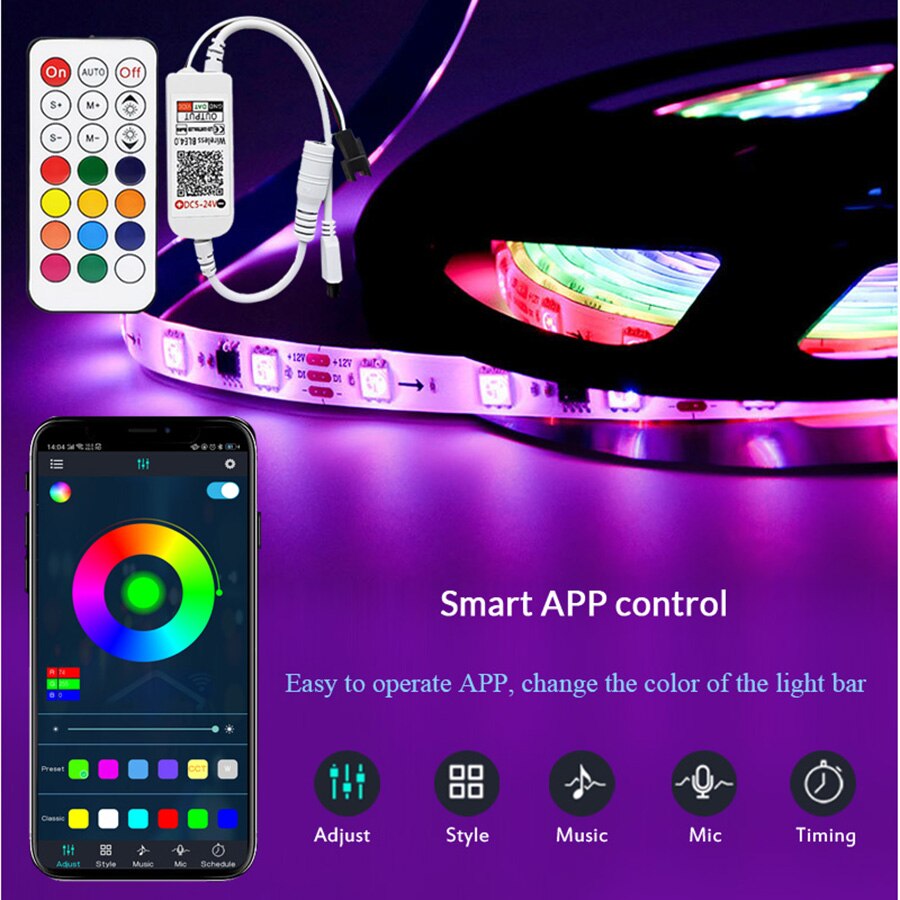 Adiodo RGBIC 20M Bluetooth Dream RGB LED Dải DC 12V WS2811 Đèn Led 5M 10M 15M Bộ điều khiển băng linh hoạt có địa chỉ riêng