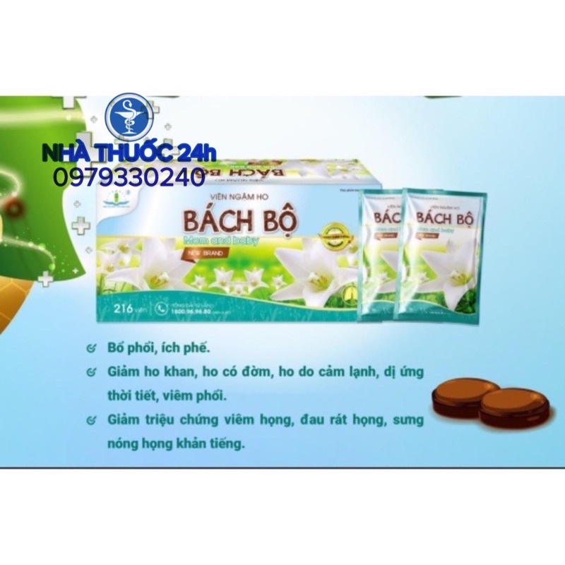 Viên ngậm ho BÁCH BỘ mom and baby giúp bổ phế, tiêu đờm, giảm ho, giảm đau họng, rát họng, ho khan