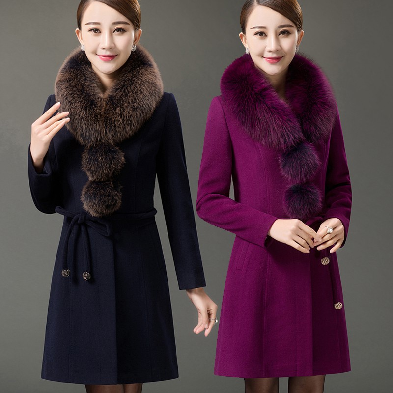 Áo khoác dạ trung niên Hàn Quốc cổ phối lông cao cấp Có Size 5XL AK661