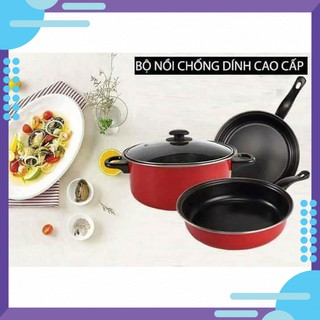 [GIÁ SỈ] BỘ NỒI CHẢO 3 CÁI CHỐNG DÍNH CAO CẤP MẪU MỚI 2020 [SALE]