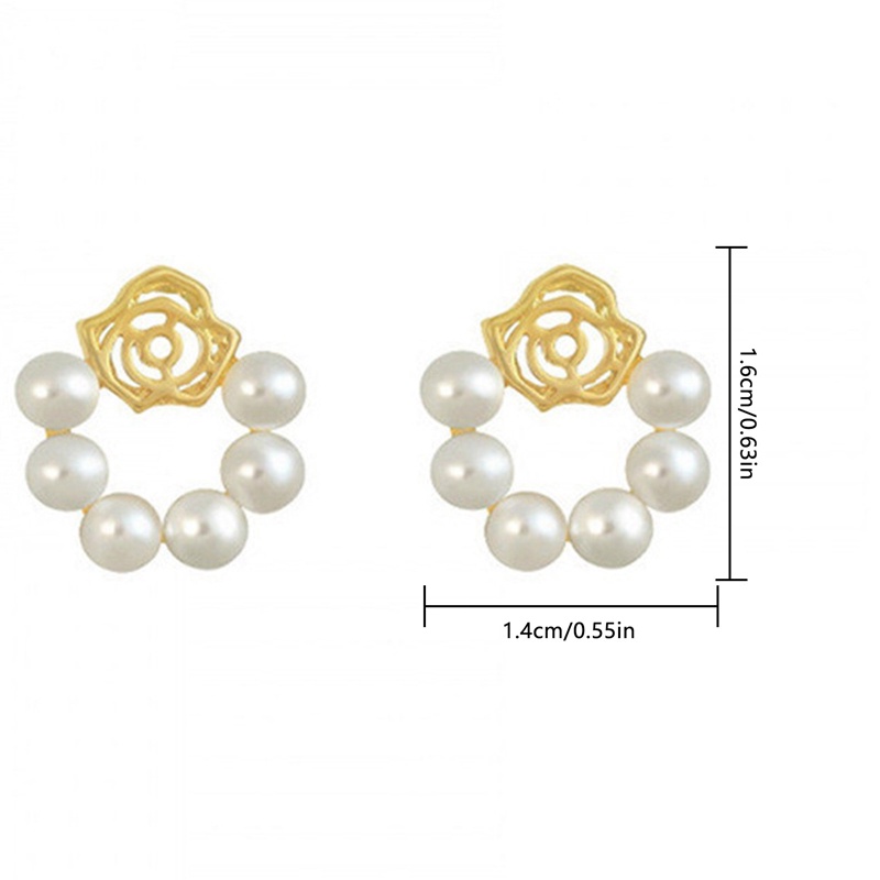 Khuyên Tai Hình Tròn Đính Hoa Trà Và Ngọc Trai Thời Trang Cho Nữ