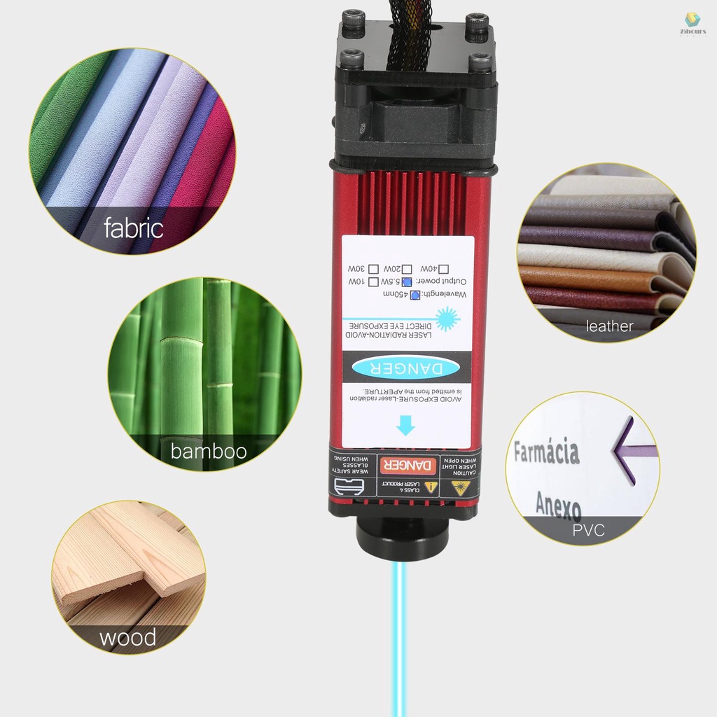 Mô Đun Laser 5.5W 450nm Đầu Laser Có Thể Điều Chỉnh Độ Chính Xác Cao Bằng Nhựa Acrylic / Da / Gỗ Cho Máy Khắc Laser