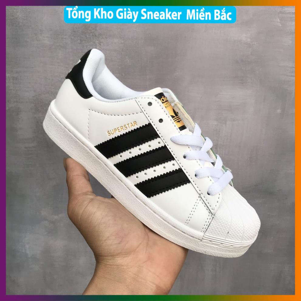 Giày thể thao, giày sneaker trắng das superstar mũi sò tem vàng hàng 11 cao cấp đủ size nam nữ
