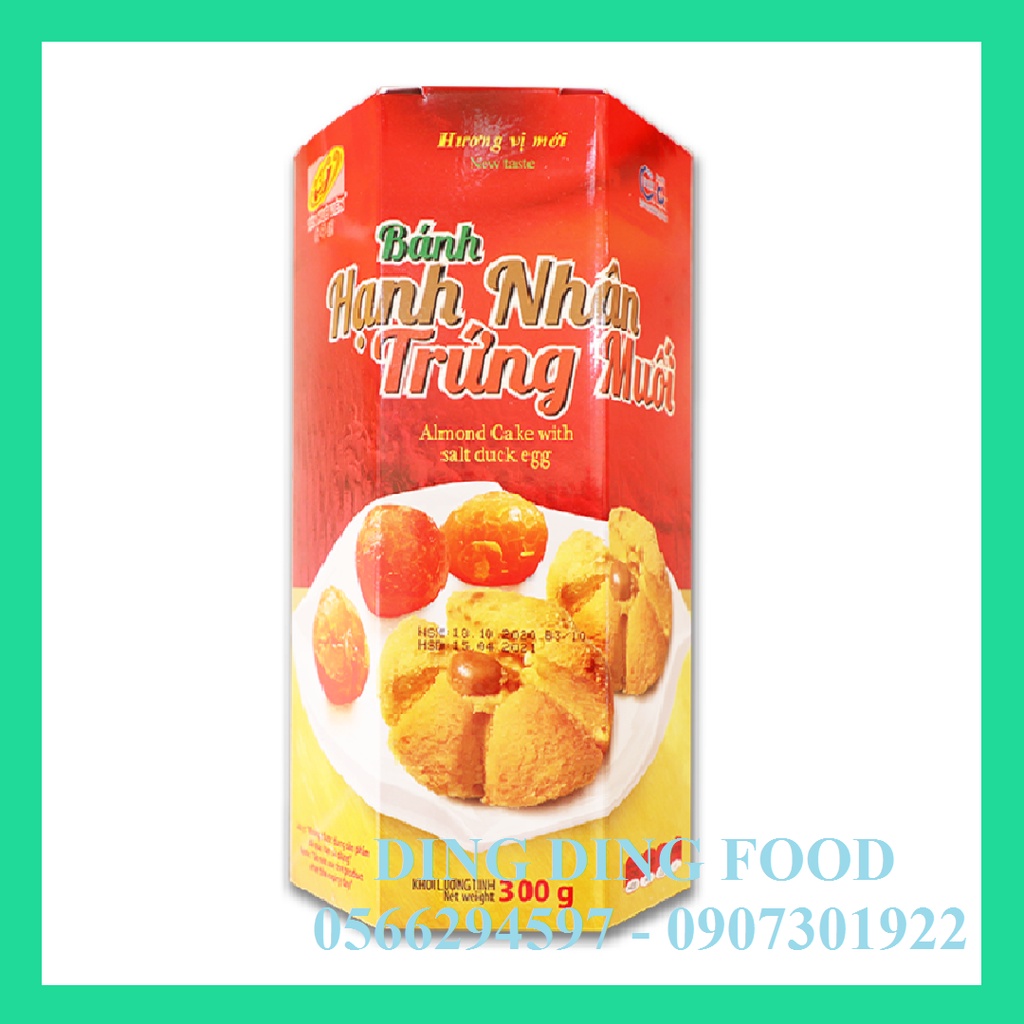 Bánh Hạnh Nhân Trứng Muối Hộp Giấy 300g Tân Huê Viên| Đặc Sản Sóc Trăng| Bánh Bột Đậu| Ăn Vặt - DING DING FOOD