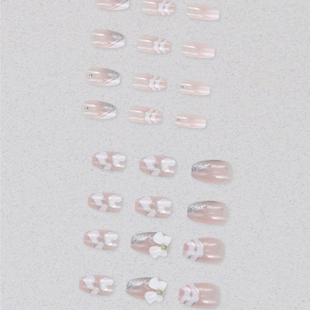 Bộ 24 Móng Tay Giả Dạng Nhấn Che Phủ Toàn Diện Lấp Lánh DIY
