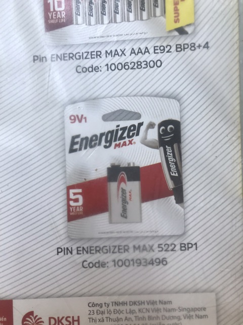 Pin Energiner 9V (Hàng chính hãng do Tập Đoàn DKSH phân phối)