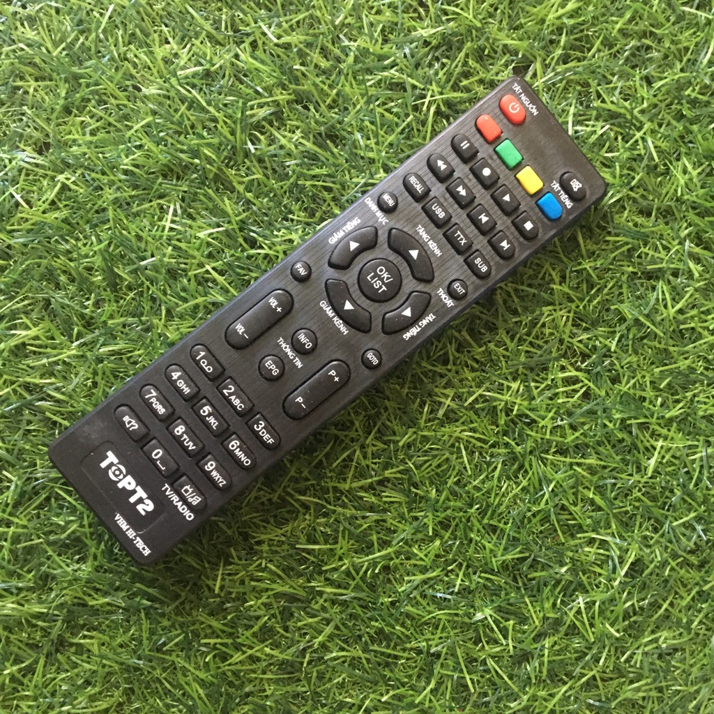 Điều khiển đầu thu TOPT2 VHM HI-TECH loại tốt zin, Remote dùng cho tiviĐiều khiển đầu thu TOPT2 VHM HI-TECH