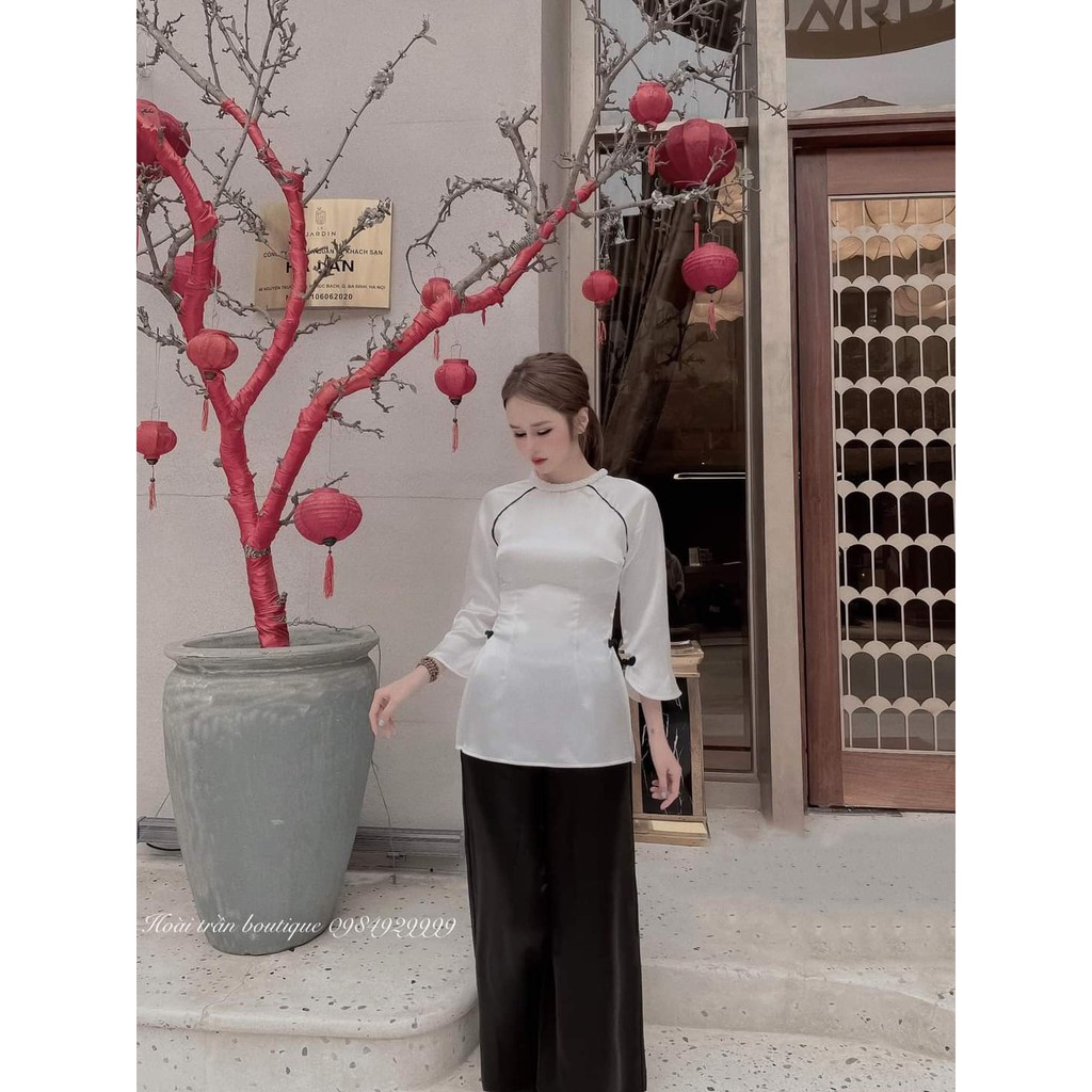 [VIDEO THẬT] Đồ Lam Đi Chùa Lụa Nhung Cao Cấp Cực Sang Màu Trắng