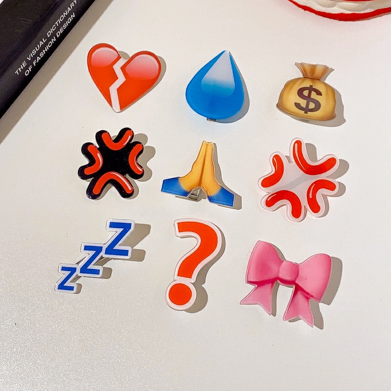 Kẹp Tóc Emoji Nhiều Biểu Cảm Cục Tức Giọt Nước Giọt Mồ Hôi