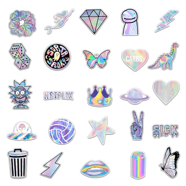 [Set 50 Cái] Sticker dán mũ bảo hiểm chống nước hình Laser cute - DB.102