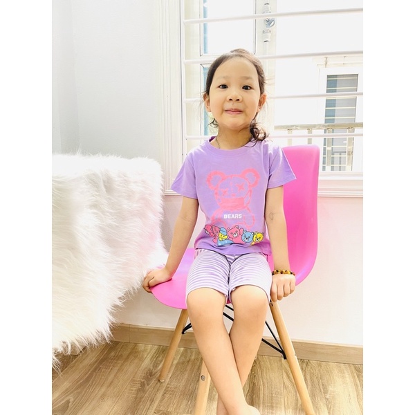 Bộ bé gái, bộ Cotton in hình cho bé gái